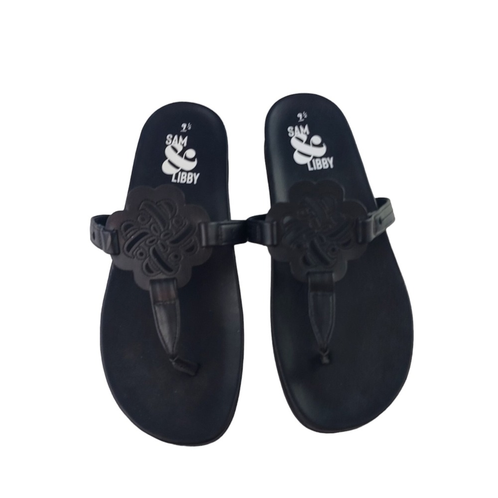 Sam & Libby Women 9.5 Black Medallion Platform Thong Sandals 10398S2001 - Picture 2 of 8